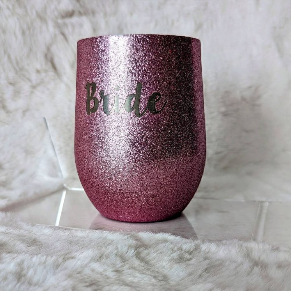 SWIG BRIDE Sparkly Pink Insulated Wine Tumbler 12 oz